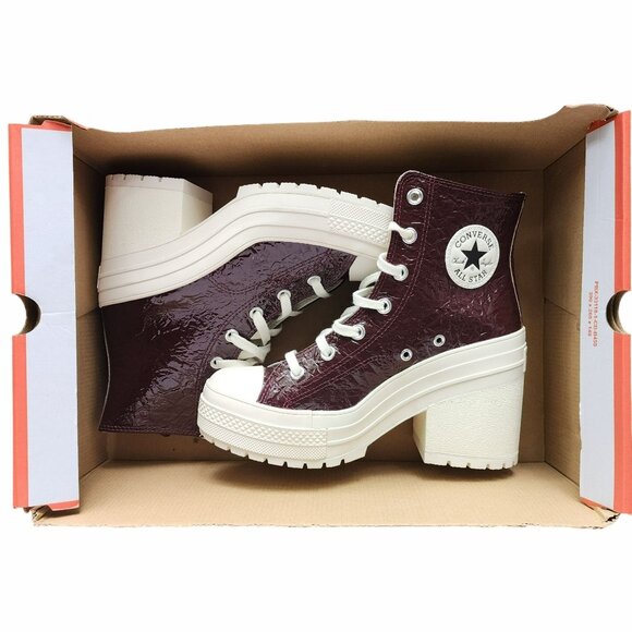 ❤️Converse Chuck 70 De Luxe Heel Crinkle  Sz 8 Womens Boots Burgundy A13387C New - Picture 9 of 11